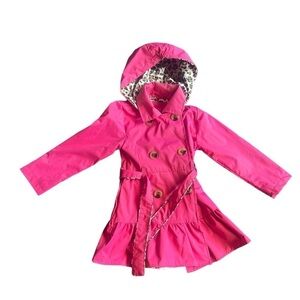 Girls dress coat. Pink with leopard lining. (4)